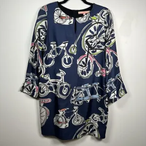 VILAGALLO Multicolor Silk Shift Knee Length Bicycle Dress Size 42 US Large