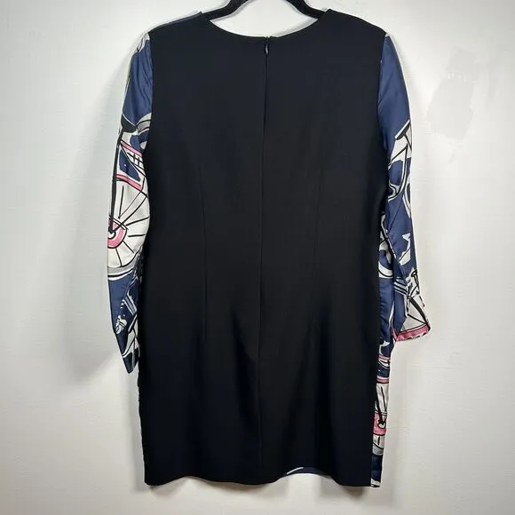 VILAGALLO Multicolor Silk Shift Knee Length Bicycle Dress Size 42 US Large