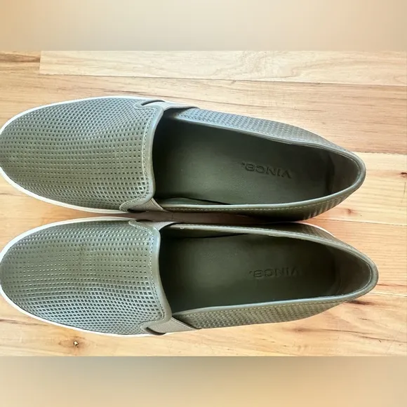 Vince Blair Leather Olive Slip-On Shoes