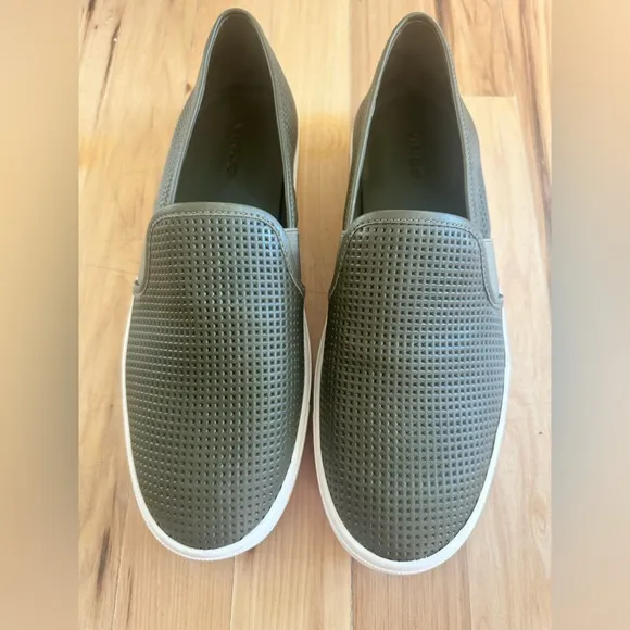 Vince Blair Leather Olive Slip-On Shoes