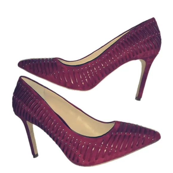 Vince Camuto &quot;NARISSA&quot; Burgundy Studded Strapped Stilettos