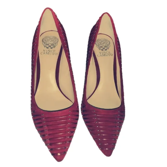 Vince Camuto &quot;NARISSA&quot; Burgundy Studded Strapped Stilettos