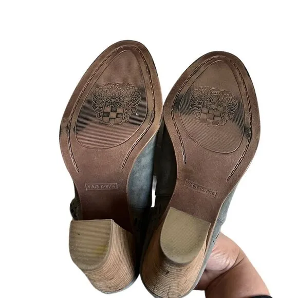 Vince Camuto Fileana Split Shaft Booties Shoes in Greystone Suede Size 8.5