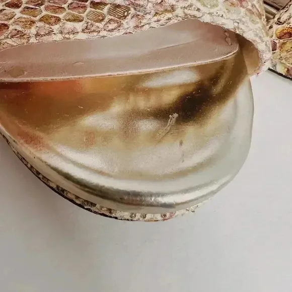 Vince Camuto Gold Snakeskin Snake Print Leather Heels Pumps Women's Size 8