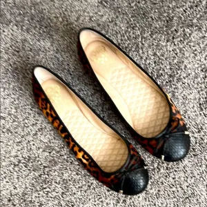 Vince Camuto Leopard Print Ballet Flats with Black Accents