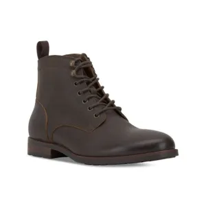 VINCE CAMUTO Mens Brown Pull Tab Lannie Toe Block Heel Leather Boots Shoes 9.5 M