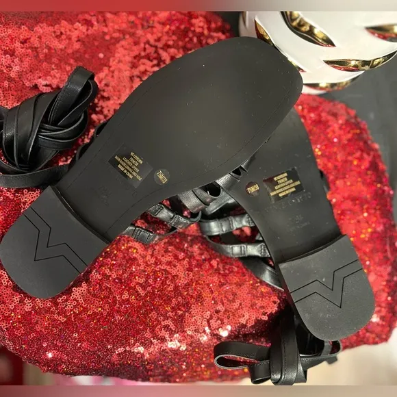 Vince Camuto🖤BRAND NEW🖤Women's Black Levelinn Leather Gladiator Sandals SZ 71/2M