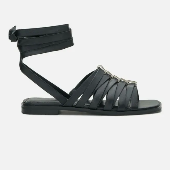 Vince Camuto🖤BRAND NEW🖤Women's Black Levelinn Leather Gladiator Sandals SZ 71/2M