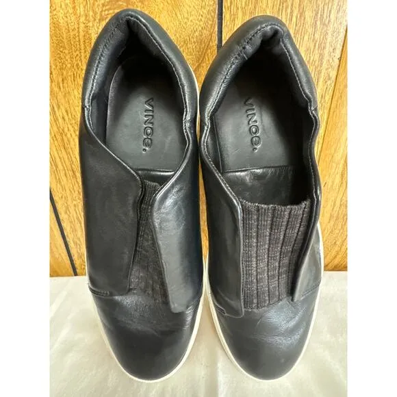 Vince Cantara Women's Leather Slip on Sneakers Shoes Running Black Size 6