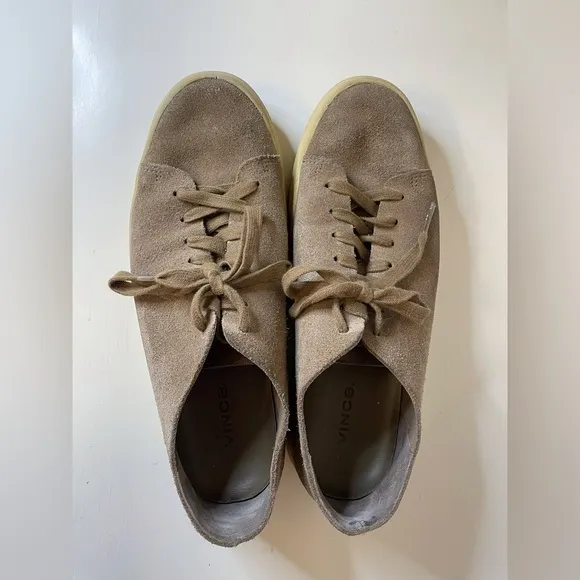 Vince Men's Copeland Tan Suede Sneakers Size 8.5