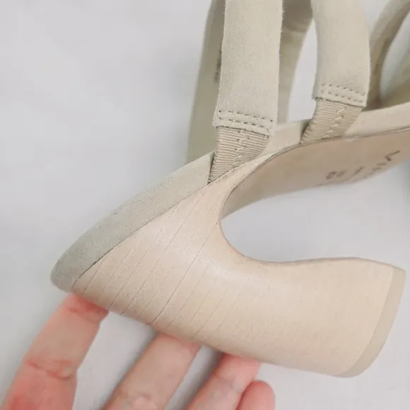 Vince Tara Tan Suede Leather Strappy Slipe-on Heels Sandals