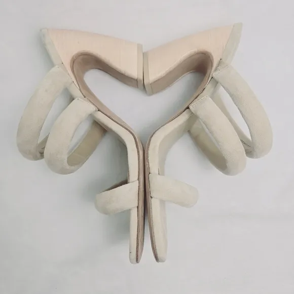 Vince Tara Tan Suede Leather Strappy Slipe-on Heels Sandals