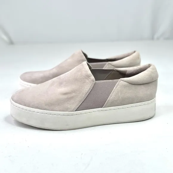 Vince Warren slip on suede platform shoes sneakers loafers light taupe size 11
