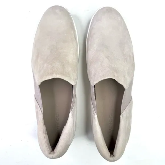 Vince Warren slip on suede platform shoes sneakers loafers light taupe size 11