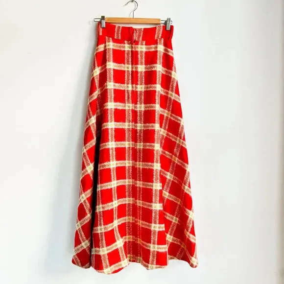 Vintage 1970s Wool Mohair Gold Lurex Thread A line Maxi Skirt S