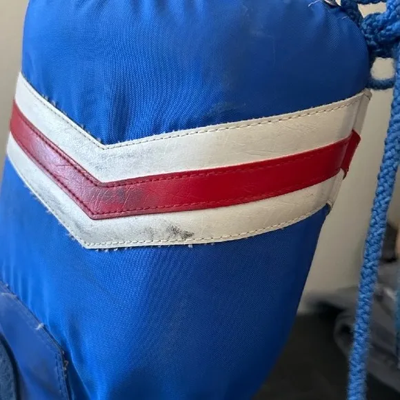 Vintage 1980's Moon Boots Winter Boots Lace Up Blue Red Stripe Kids Size 5/6