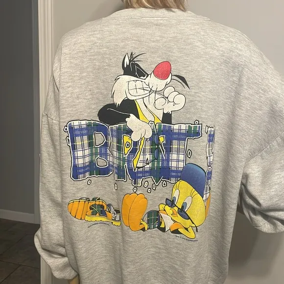 Vintage 96 Warner Bros Don’t ask me Sylvester and Tweety double sided Sweatshirt