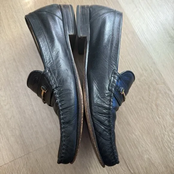 Vintage Bally Men's Loafers Slip-on Shoes Black Leather Size 9