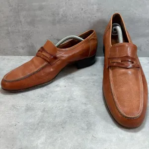 Vintage Bally Rhone Switzerland Loafers Shoes Mens 11 Brown Leather Top Designer