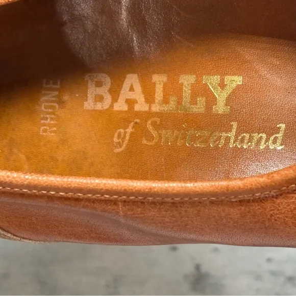 Vintage Bally Rhone Switzerland Loafers Shoes Mens 11 Brown Leather Top Designer