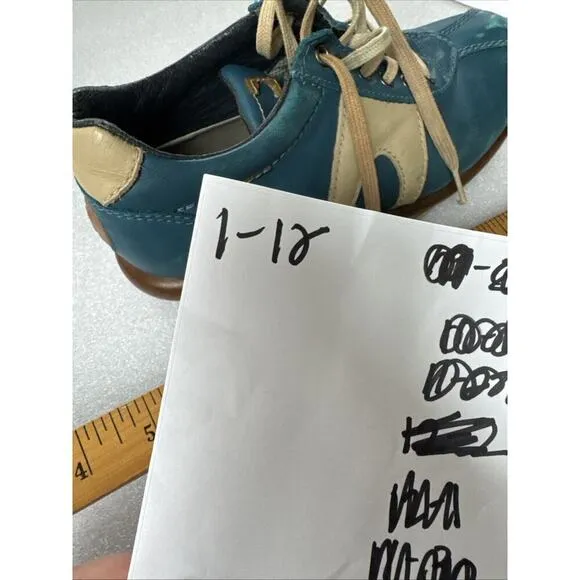 Vintage Camper Unisex Lace Up Low Top Sneakers Teal Leather Size 36