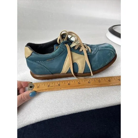 Vintage Camper Unisex Lace Up Low Top Sneakers Teal Leather Size 36