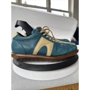 Vintage Camper Unisex Lace Up Low Top Sneakers Teal Leather Size 36