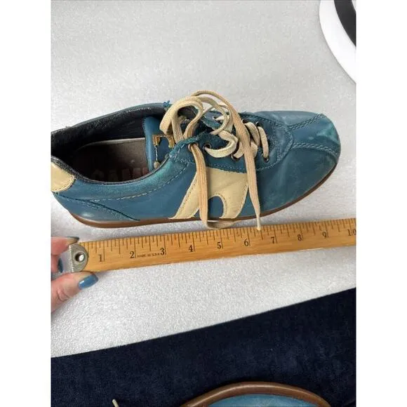 Vintage Camper Unisex Lace Up Low Top Sneakers Teal Leather Size 36