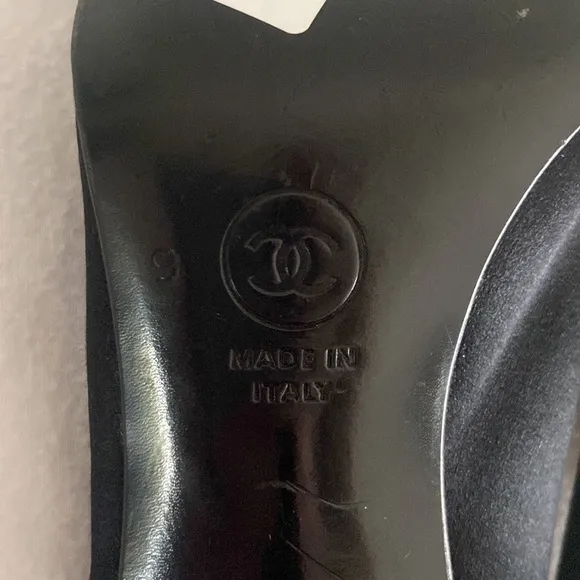 Vintage Chanel Black Satin Slingback’s