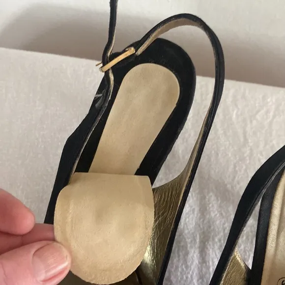 Vintage Chanel Black Satin Slingback’s