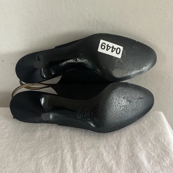 Vintage Chanel Black Satin Slingback’s
