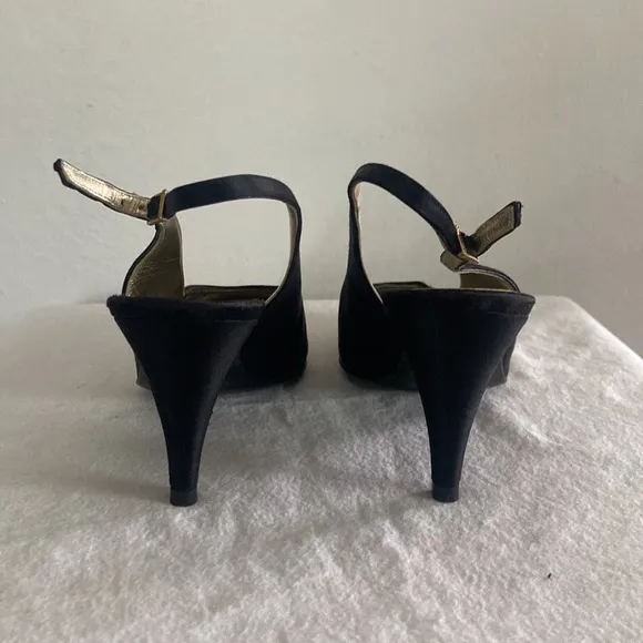 Vintage Chanel Black Satin Slingback’s