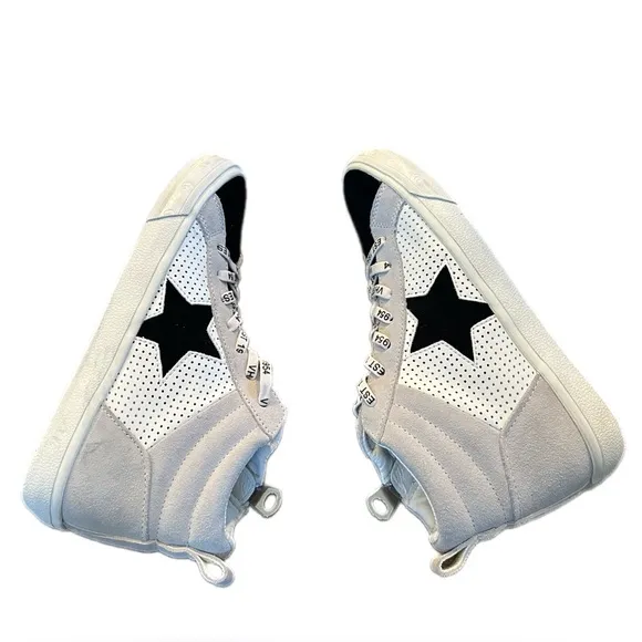 VINTAGE HAVANA Womens Lester Star Perforated High Sneakers Shoes Casual - Grey