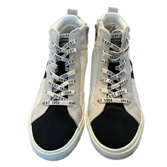 VINTAGE HAVANA Womens Lester Star Perforated High Sneakers Shoes Casual - Grey