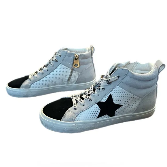 VINTAGE HAVANA Womens Lester Star Perforated High Sneakers Shoes Casual - Grey