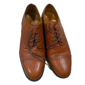 Vintage leather Lands End mens dress shoes orange brown color size 10.5 footware