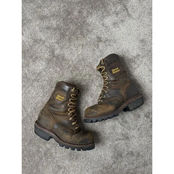 Vintage Mens Boots Chippewa 14819 Waterproof Lace to Toe Logger Work, US 8