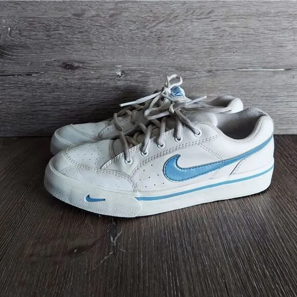 Vintage Nike Sneakers White &amp; Blue Size 5.5Y