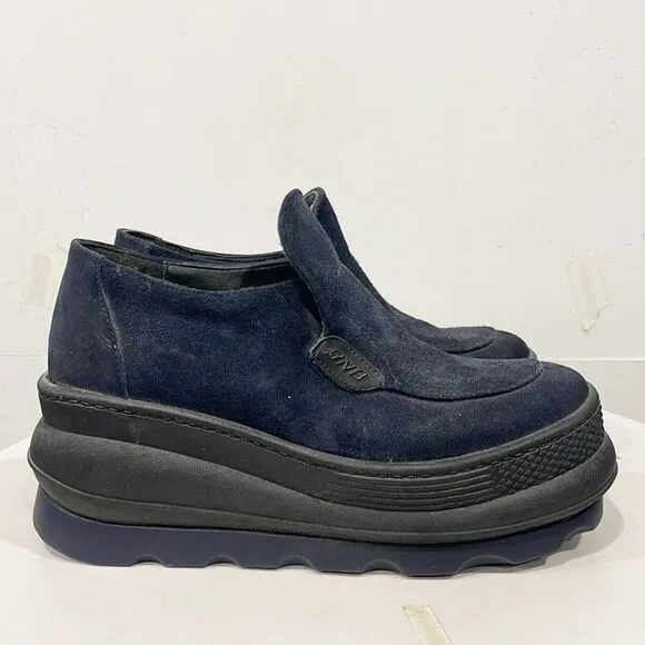 Vintage Nobox 9&amp;Co Y2K 90s Women Shoes Platform Loafers Women Sz 6 Suede Blue