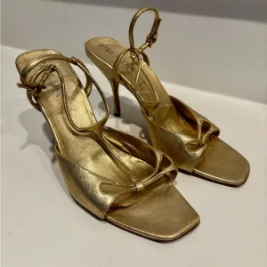 Vintage Prada Gold Strappy Heeled Sandals
