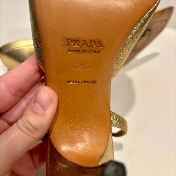 Vintage Prada Gold Strappy Heeled Sandals