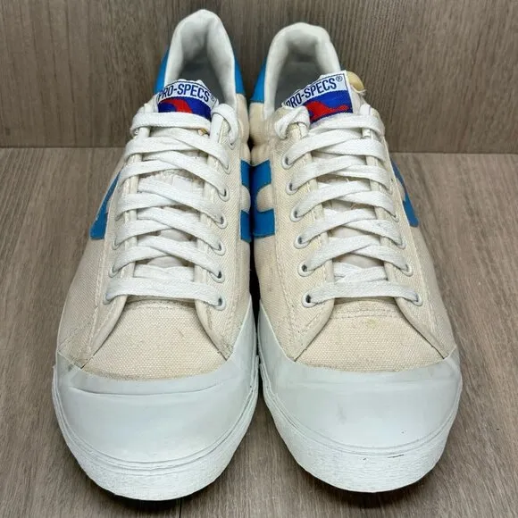 Vintage Pro-Specs Shoes Mens Size 8.5 Low Top Casual Canvas Sneakers Off White