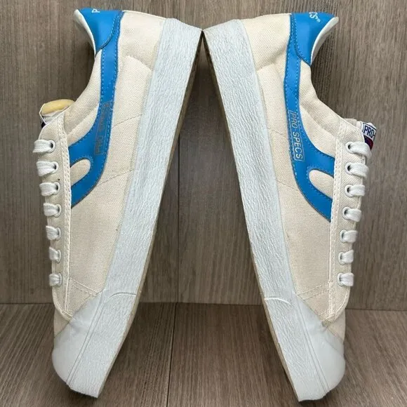 Vintage Pro-Specs Shoes Mens Size 8.5 Low Top Casual Canvas Sneakers Off White