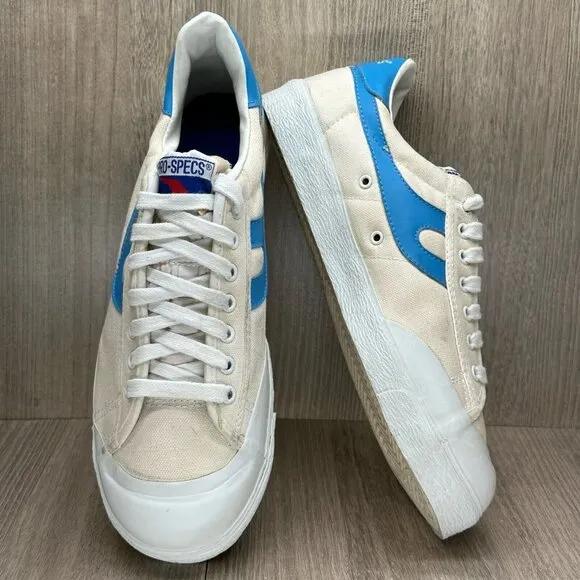 Vintage Pro-Specs Shoes Mens Size 8.5 Low Top Casual Canvas Sneakers Off White