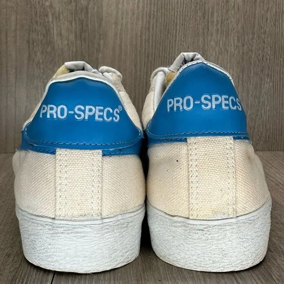 Vintage Pro-Specs Shoes Mens Size 8.5 Low Top Casual Canvas Sneakers Off White
