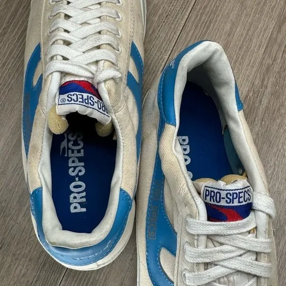 Vintage Pro-Specs Shoes Mens Size 8.5 Low Top Casual Canvas Sneakers Off White