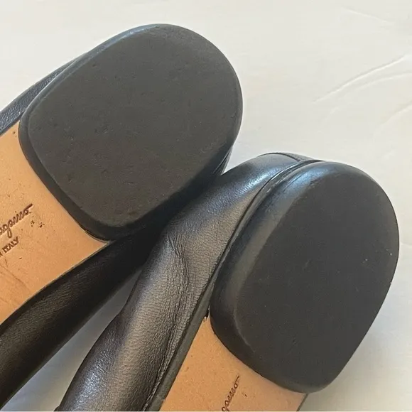 Vintage Salvatore Ferragamo Gunmetal Gray Leather Ballet Flats