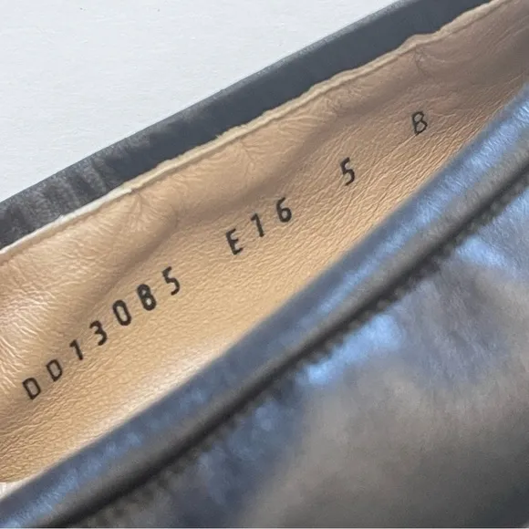 Vintage Salvatore Ferragamo Gunmetal Gray Leather Ballet Flats