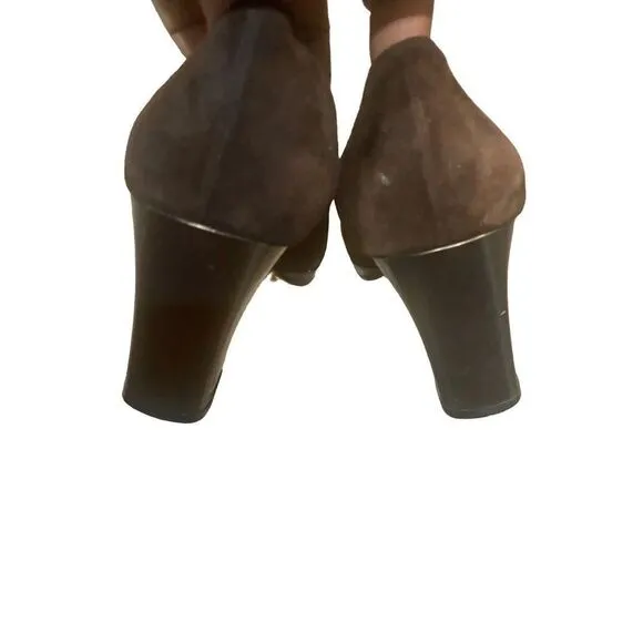 Vintage Salvatore ferragamo women suede brown leather dress shoes Sz 10