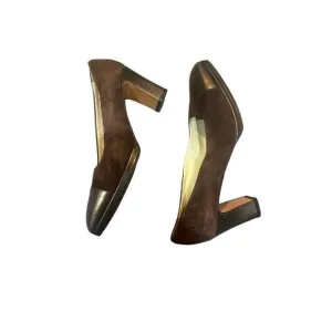Vintage Salvatore ferragamo women suede brown leather dress shoes Sz 10